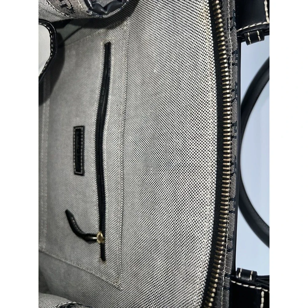 Dooney and Bourke H035C B1 Buckle Satchel Black Trim Grey Purse Canvas Bag EUC - Picture 11 of 14